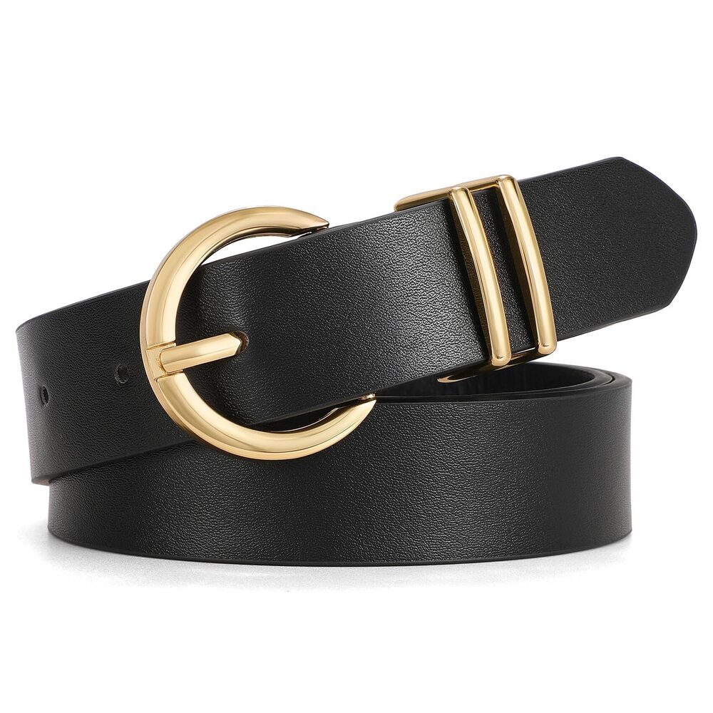 9912 Women Leather Belt Fashion Design Gold Buckle Ladies For Jeans